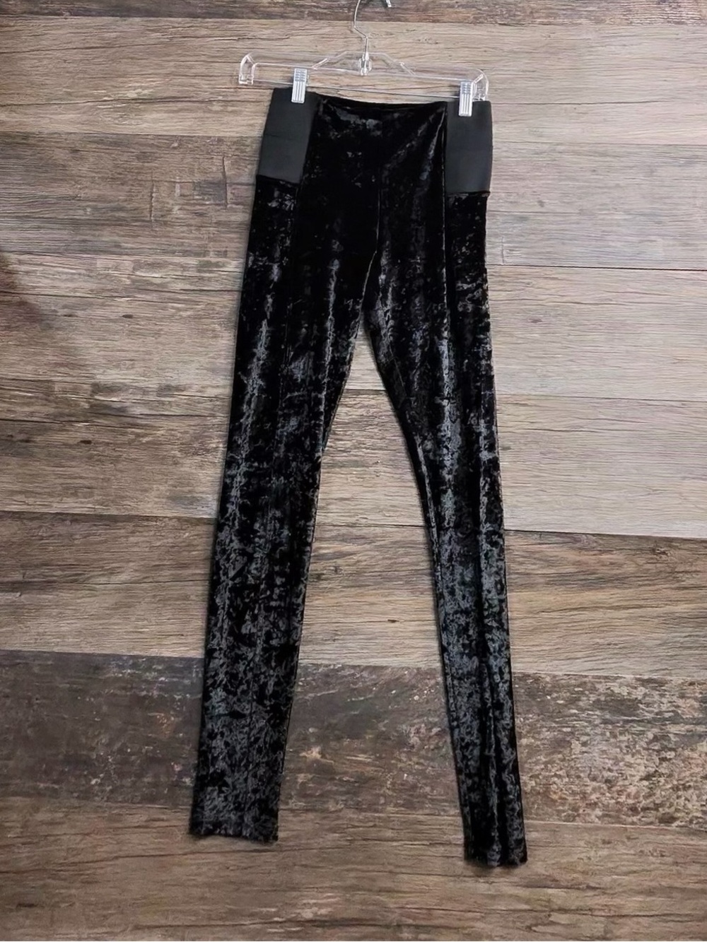 Shinestar Black Crushed Velvet Leggings